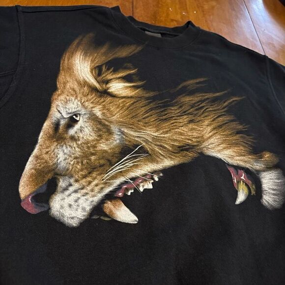 Rook Mens Crewneck Black Sweater Roaring Lion Graphic Cotton Blend Size M - Picture 3 of 7